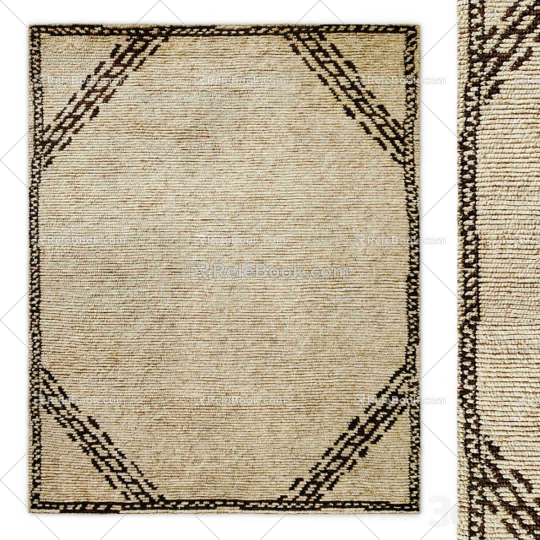 Quiet natural national hand-woven wool carpet 3d model