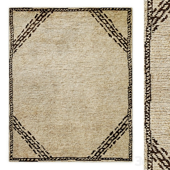 Quiet natural national hand-woven wool carpet 3d model