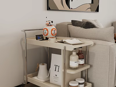 Living Room Side Trolley Featuring BB8 Droid Books And Bottles 3d model