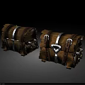 Two Vintage Wooden Chests With Metal Straps Locks And Decorative Clasps
