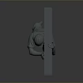 3D Military Style Figure Model Wearing Helmet Holding Square Object In Standing Pose