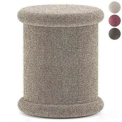 Cylindrical Woven Ottoman With Beige Texture And Pink Dark Gray Options 3d model