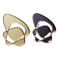 Modern Abstract Geometric Wall Decor Two Gold Purple Metallic Intertwined Art Pieces