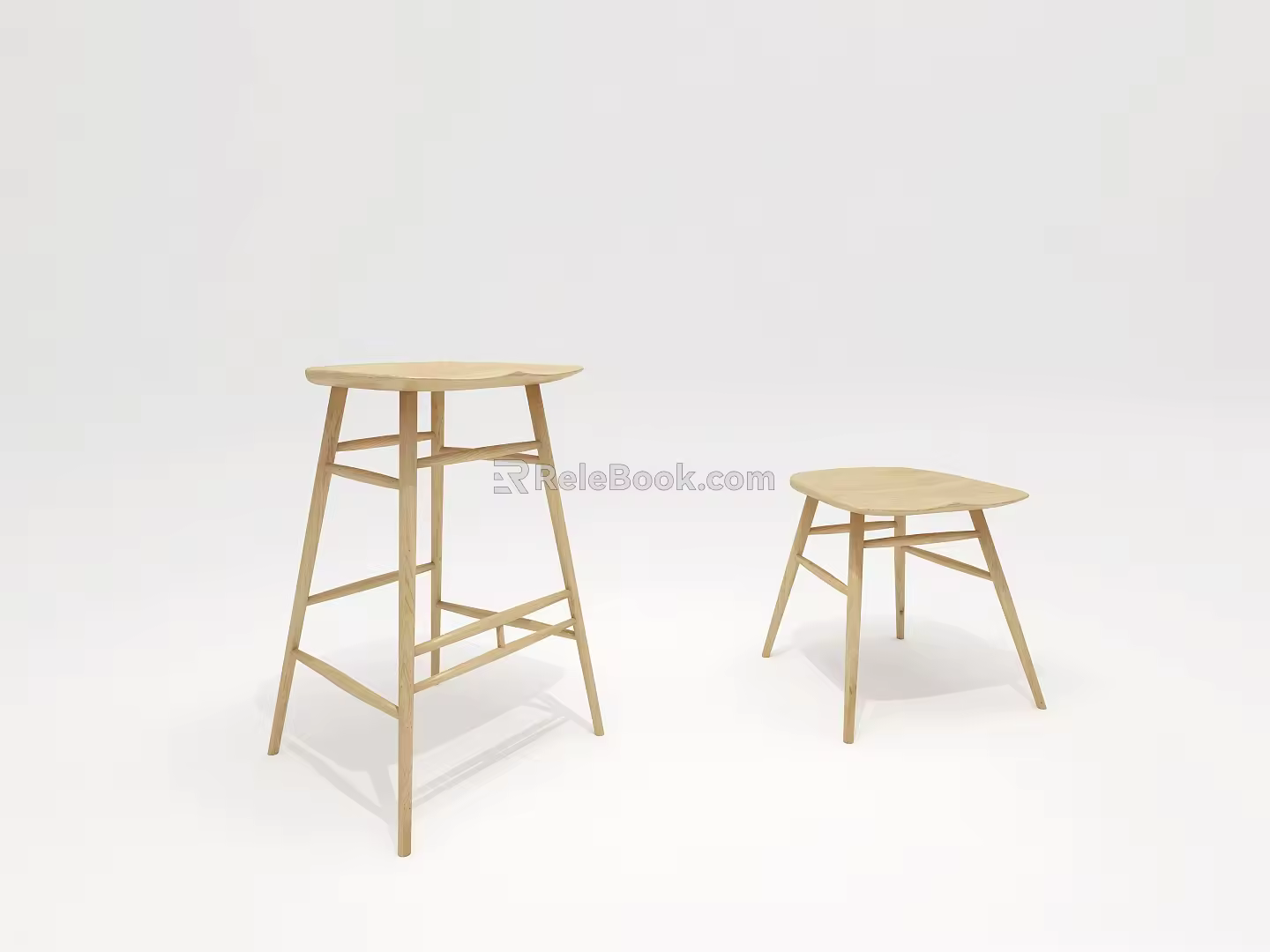 Nordic Bar Stool and Chair 3d model