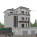 Modern Single Family House With Three Story Design Balconies Garage And Green Outdoor Seating