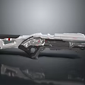 Futuristic Gun 3D Model With Silver Black Streamlined Design And Metallic Texture