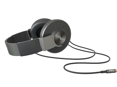Over Ear Wired Headphones With Sleek Design And Audio Cable 3d model