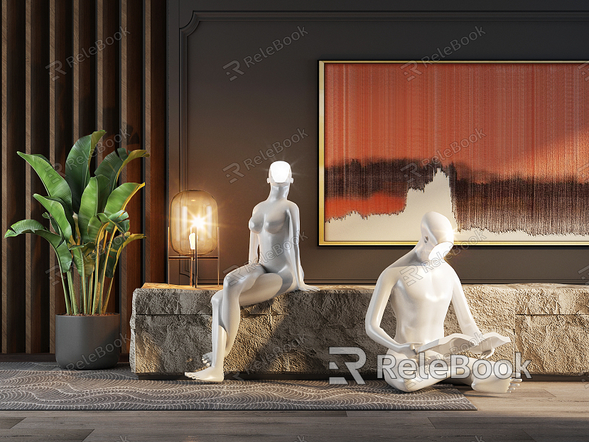 Modern special-shaped floor lamp white reading body sculpture lamp model