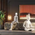 Modern special-shaped floor lamp white reading body sculpture lamp 3d model