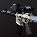 Tactical Rifle With Red Dot Sight And Magnifying Scope On Picatinny Rail Tan Finish