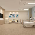 Modern Hospital Room Interior With Medical Equipment Decorative Paintings And Comfortable Furniture