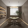 Elegant Hotel Mahjong Room Interior With Mahjong Table Chairs Shelves Chandelier Window And Plant