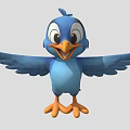 Cute Blue Bird Doll With Spread Wings Big Eyes And Orange Beak Feet