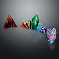 Colorful Crystal Structures In Curved Arrangement With Vibrant Hues And Glossy Reflections