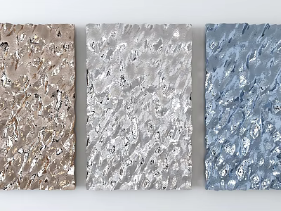 Textured Metallic Wall Decor with Brown Silver Blue Hammered Surfaces for Modern Interiors 3d model