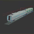 Modern Electric Train With Blue White Exterior Design On Railway Track With Reflection