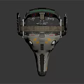 Sci Fi Character Mechanical Head With Yellow Circular Markings And Wing Like Structures 3d model