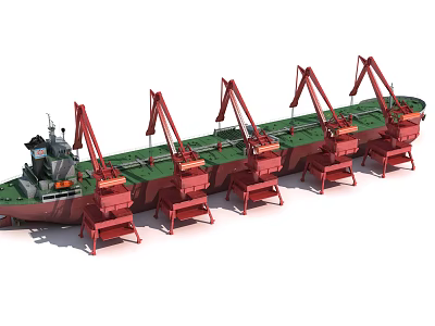 Red Industrial Marine Cranes Equipment System with Multiple Units Onboard Ship 3d model Red Industrial Marine Cranes Equipment System with Multiple Units Onboard Ship 3d model