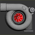 High Performance Industrial Turbocharger with Metal Housing and Red Rotor Blades