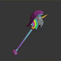 Colorful Unicorn Shaped Household Item With Purple Mane And Rainbow Horn Long Handle Pink Base