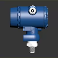 Blue Industrial Digital Pressure Transmitter With Display And Stainless Steel Base