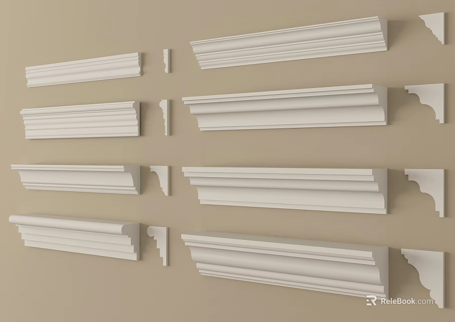 Various Gypsum Cornice Moldings For Interior Wall Decoration With Classic And Modern Styles 3d model 