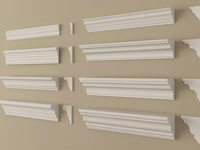 Various Gypsum Cornice Moldings For Interior Wall Decoration With Classic And Modern Styles 3d model