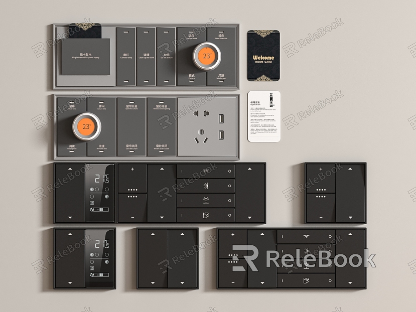 Modern switch socket combination room card hotel switch combination model