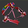Game Movie Pink Dragon Characters With Red Wings And Mechanical Elements