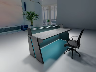 Modern Monitoring Room With Console Desk Ergonomic Chair Potted Plant And Surveillance Screens 3d model