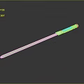 Glowing Green Light Stick With White Handle And Reflective Surface