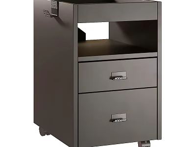 Modern Nightstand With Two Drawers And Rolling Wheels For Bedroom Storage 3d model