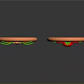Decorative Ornament Set With Two Circular Playful Expressions Orange Border Yellow Body Red Green Details