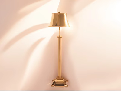Warm Illuminated Golden Table Lamp With Classic Lampshade And Metal Base 3d model