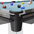 Modern Entertainment Billiard Table with Transparent Legs Colorful Balls Blue Felt and Cues