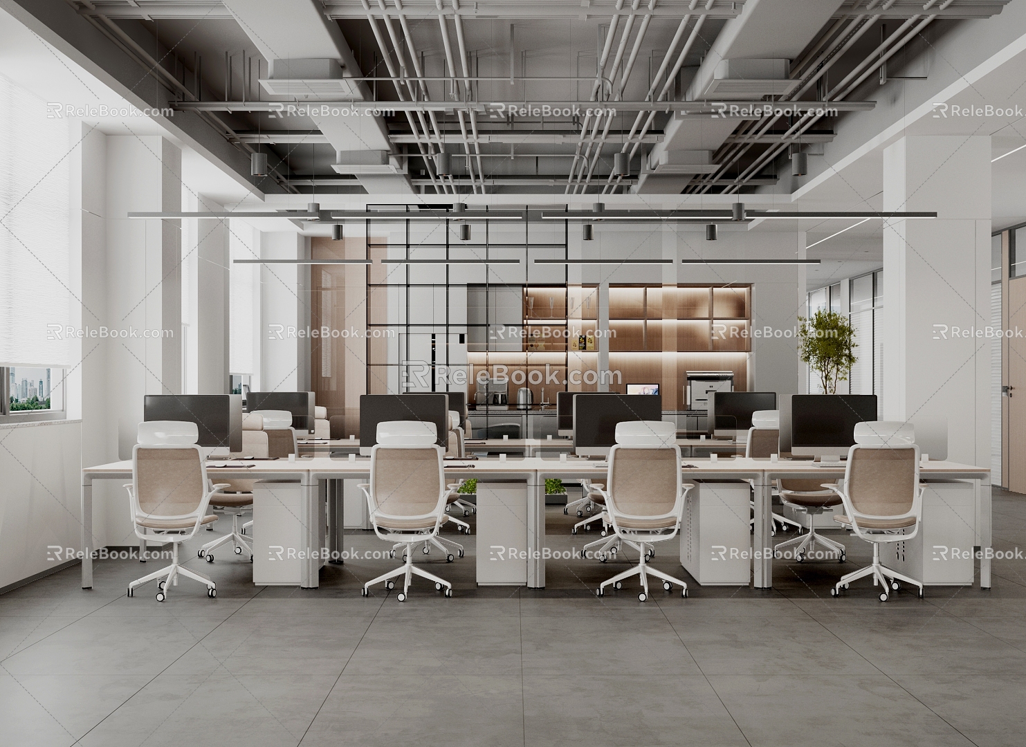 Public open office area 3d model