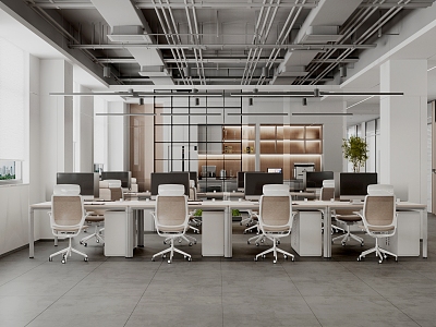 Public open office area 3d model