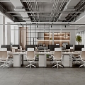 Public open office area 3d model