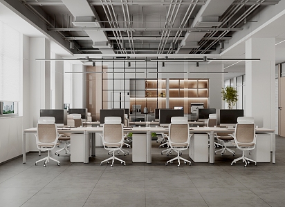 Public open office area 3d model