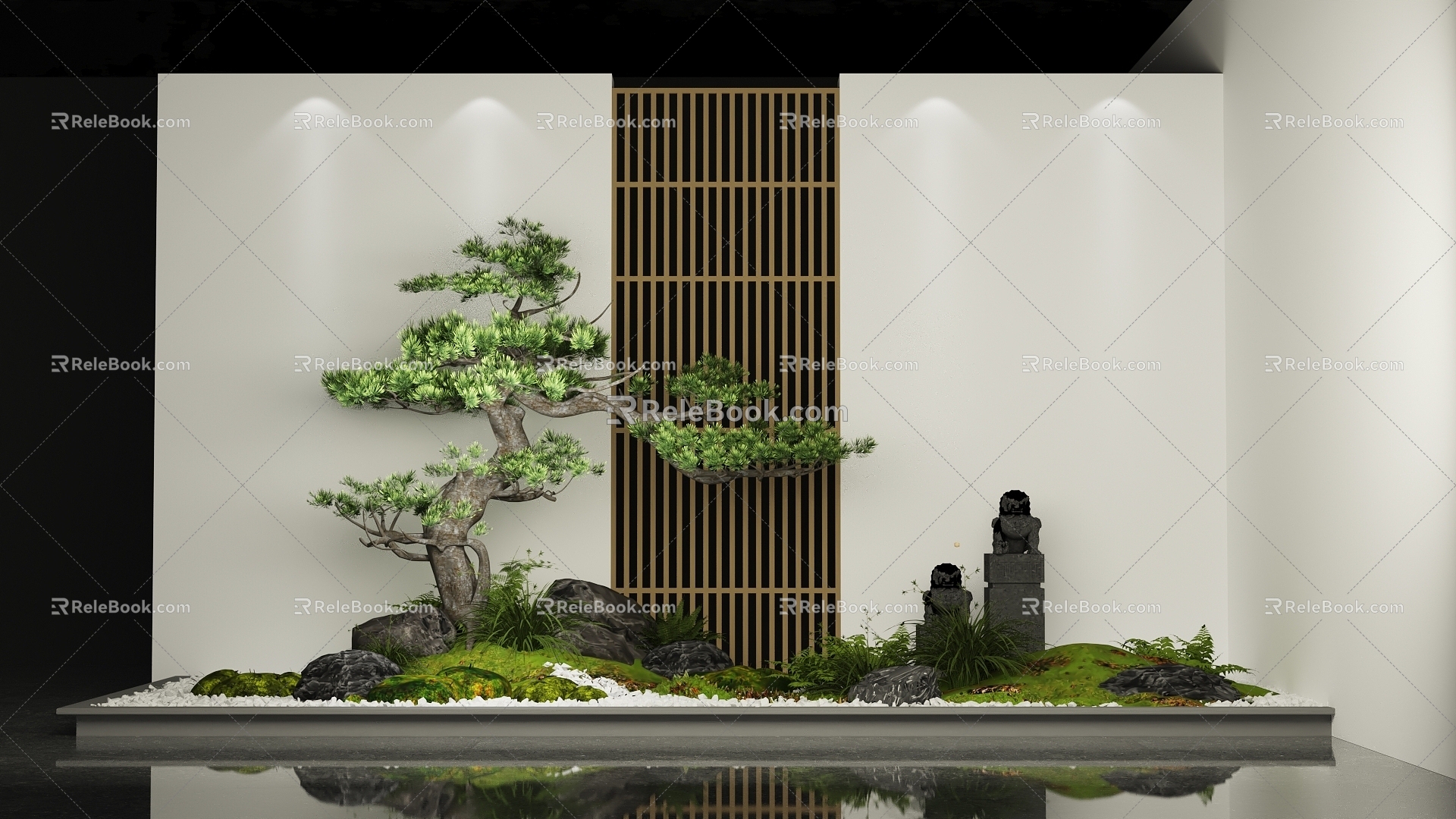 Gardening landscape sketch new Chinese style interior landscape courtyard landscape sketch garden 3d model