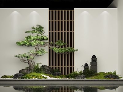 Gardening landscape sketch new Chinese style interior landscape courtyard landscape sketch garden 3d model