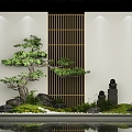 Gardening landscape sketch new Chinese style interior landscape courtyard landscape sketch garden 3d model