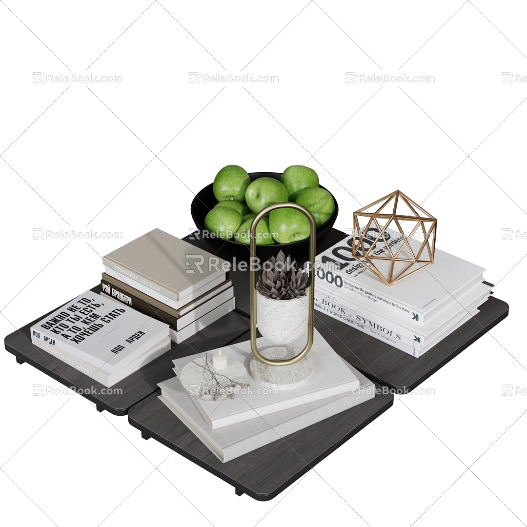 Modern Ornaments Combination Book Ornaments Fruit Plate Candle 3d model