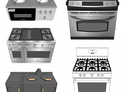 Different Types Of Kitchen Appliances Including Stove Oven Gas Cooktop And Range 3d model