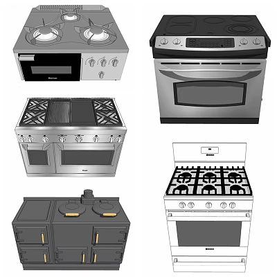 Different Types Of Kitchen Appliances Including Stove Oven Gas Cooktop And Range 3d model