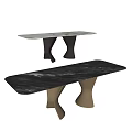 Modern Dining Table With Black Marble Tabletop And Unique Metal Legs Design 3d model