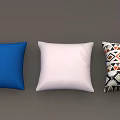 Colorful Decorative Cushions Arranged With Blue White Geometric Pattern Beige Red On Grey Background