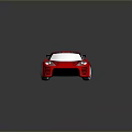 Red Sports Car Featuring Black Rear Spoiler Silver Alloy Wheels And Black Stripes