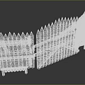 Wooden Fence With Pointed Tops Horizontal Rails And Sturdy Wooden Posts