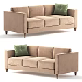 Beige Two Seater Sofa With Green Cushion For Living Room